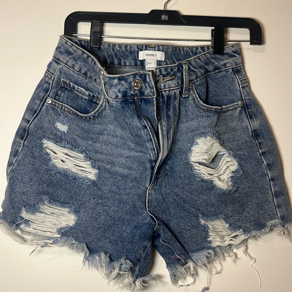 Denim high waisted shorts